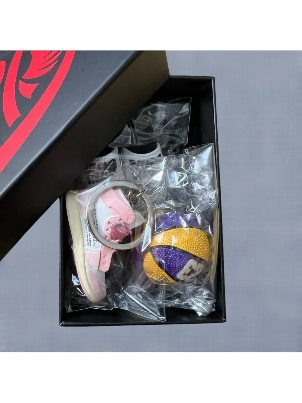 3D Mini Sneaker & Basketball Collectors Edition Keychain with 3D Shoebox